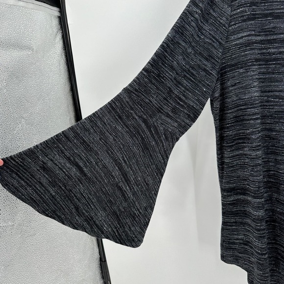 Ann Taylor LOFT Gray Space Dye V-Neck Bell Sleeve Casual Tunic Top Size Large - Picture 3 of 9